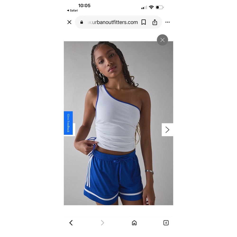 Out From Under Urban Outfitters One Shoulder Ruched Tank Top White Blue Sz S NWT - Picture 10 of 10